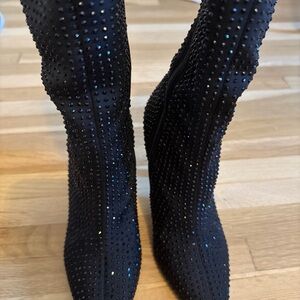 Zara Black Rhinestone Ankle Booties